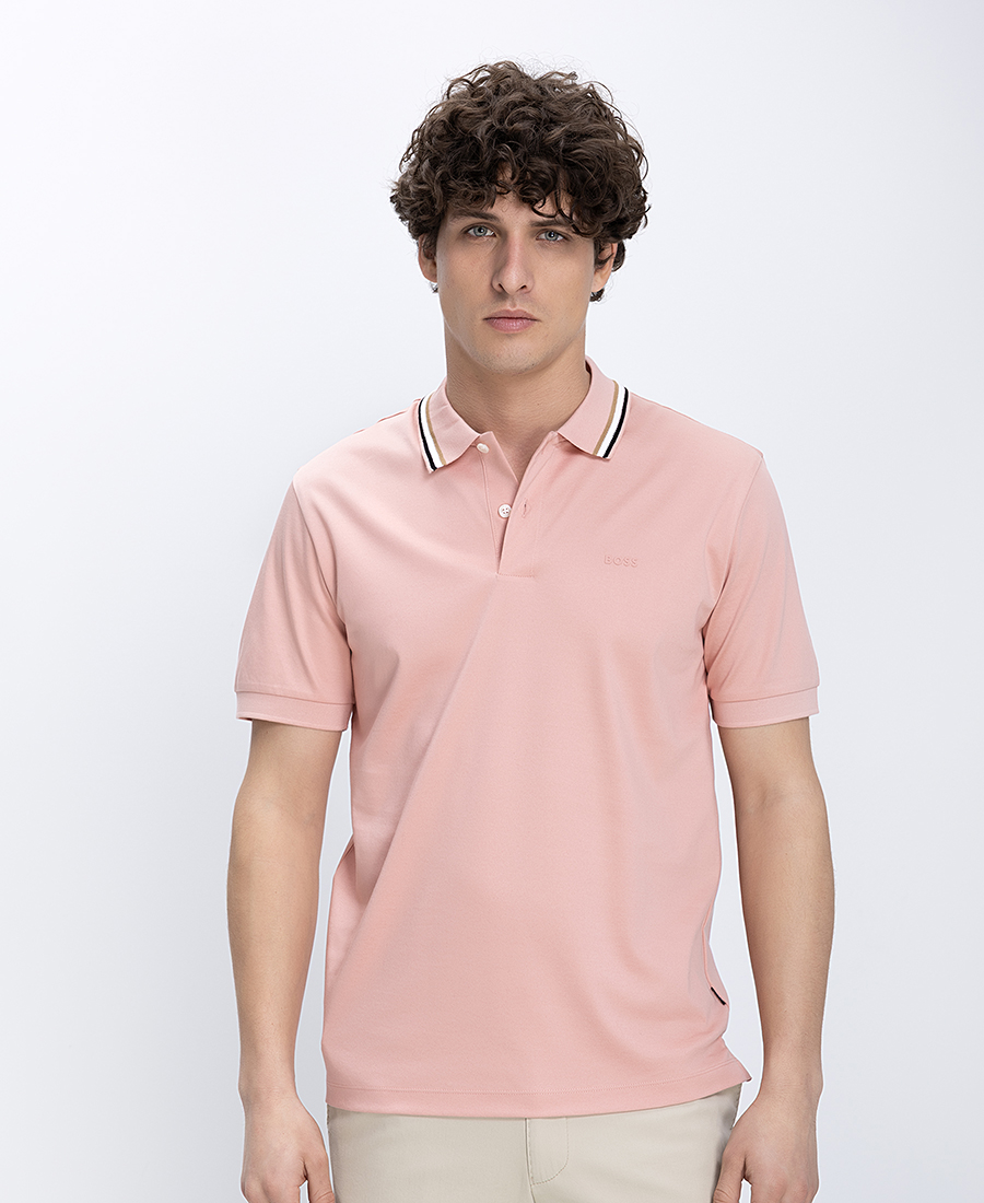 Boss Ανδρική Μπλούζα Polo Βαμβακερή Με Contrast Λεπτομέρεια Στον Γιακά Regular Fit
