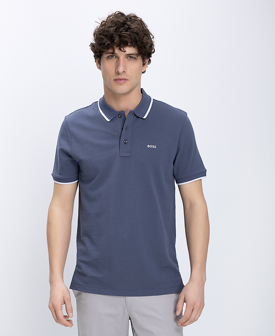 Boss Ανδρική Μπλούζα Polo Βαμβακερή Με Contrast Ρέλι Regular Fit