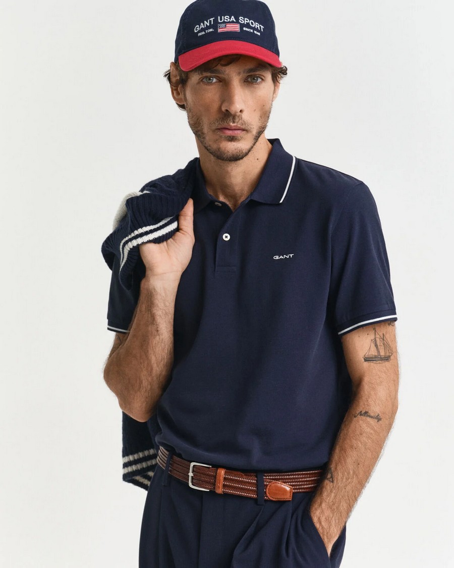 Gant Ανδρικό Βαμβακερό Polo Regular Fit Με Tipped Λεπτομέρειες