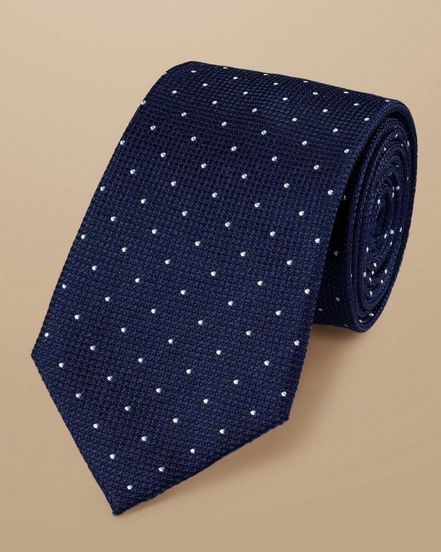 Charles Tyrwhitt Charles Tyrwhitt Ανδρική Μεταξωτή Γραβάτα Πουά σε Μπλε