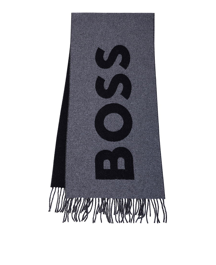 Boss Ανδρικό Κασκόλ Με Λογότυπο Και Κρόσσια Καφέ