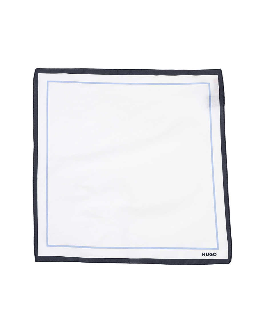 Hugo Ανδρικό Βαμβακερό Μαντηλάκι Πέτου Με Κοντράστ Ρέλι Μαύρο-Λευκό