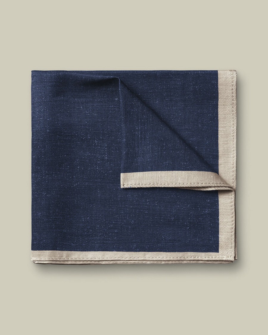 Charles Tyrwhitt Ανδρικό Μαντηλάκι Πέτου από Λινό και Μετάξι