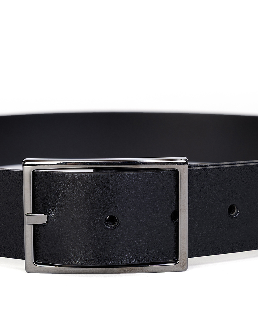 Ανδρική Ζώνη Δερμάτινη Με Τετράγωνη Μεταλλική Αγκράφα φωτογραφία