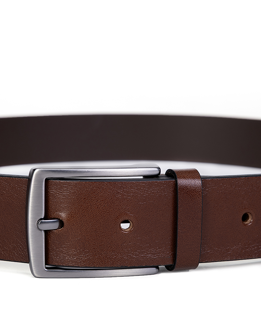 Ανδρική Ζώνη Δερμάτινη Με Τετράγωνη Μεταλλική Αγκράφα φωτογραφία