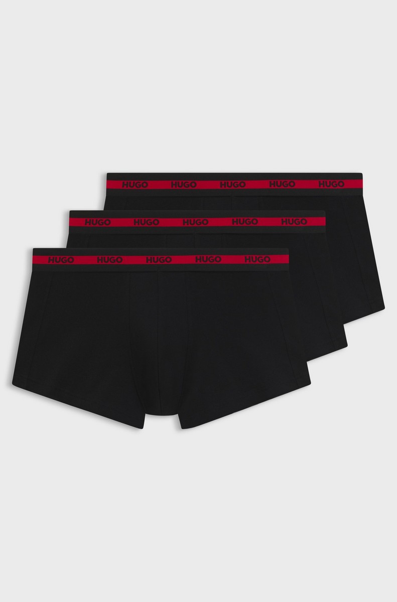 Hugo Hugo Ανδρικά Εσώρουχα 3-Pack Βαμβακερα με Λογότυπο σε Μαύρο