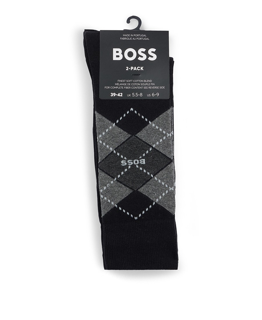 Boss Ανδρικές Κάλτσες Σετ 2 Ζευγάρια Με Ρόμβους Και Μονόχρωμη Λεπτομέρεια φωτογραφία