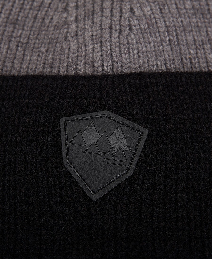 Ανδρικός Beanie Σκούφος Πλεκτός σε Μαύρο/Γκρι φωτογραφία