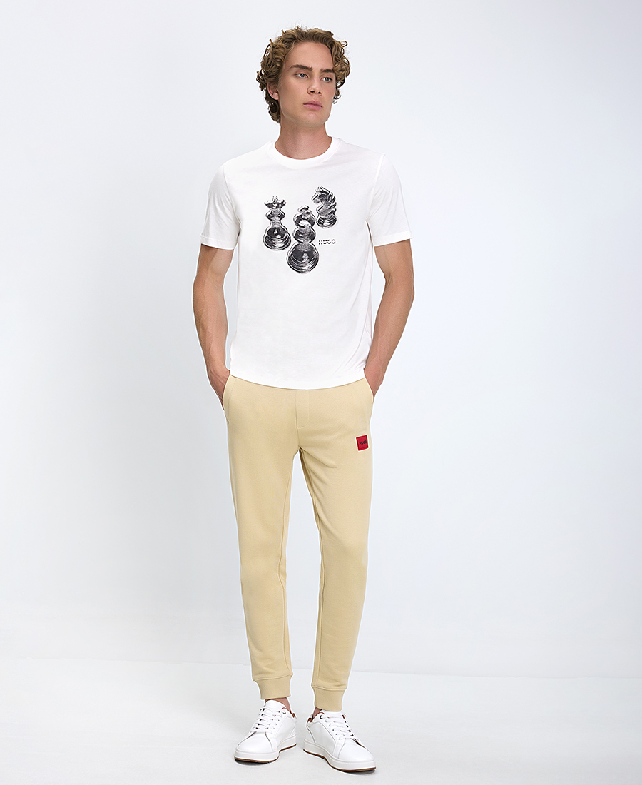Hugo Ανδρικό Παντελόνι Regular Fit Βαμβακερό Μπεζ φωτογραφία