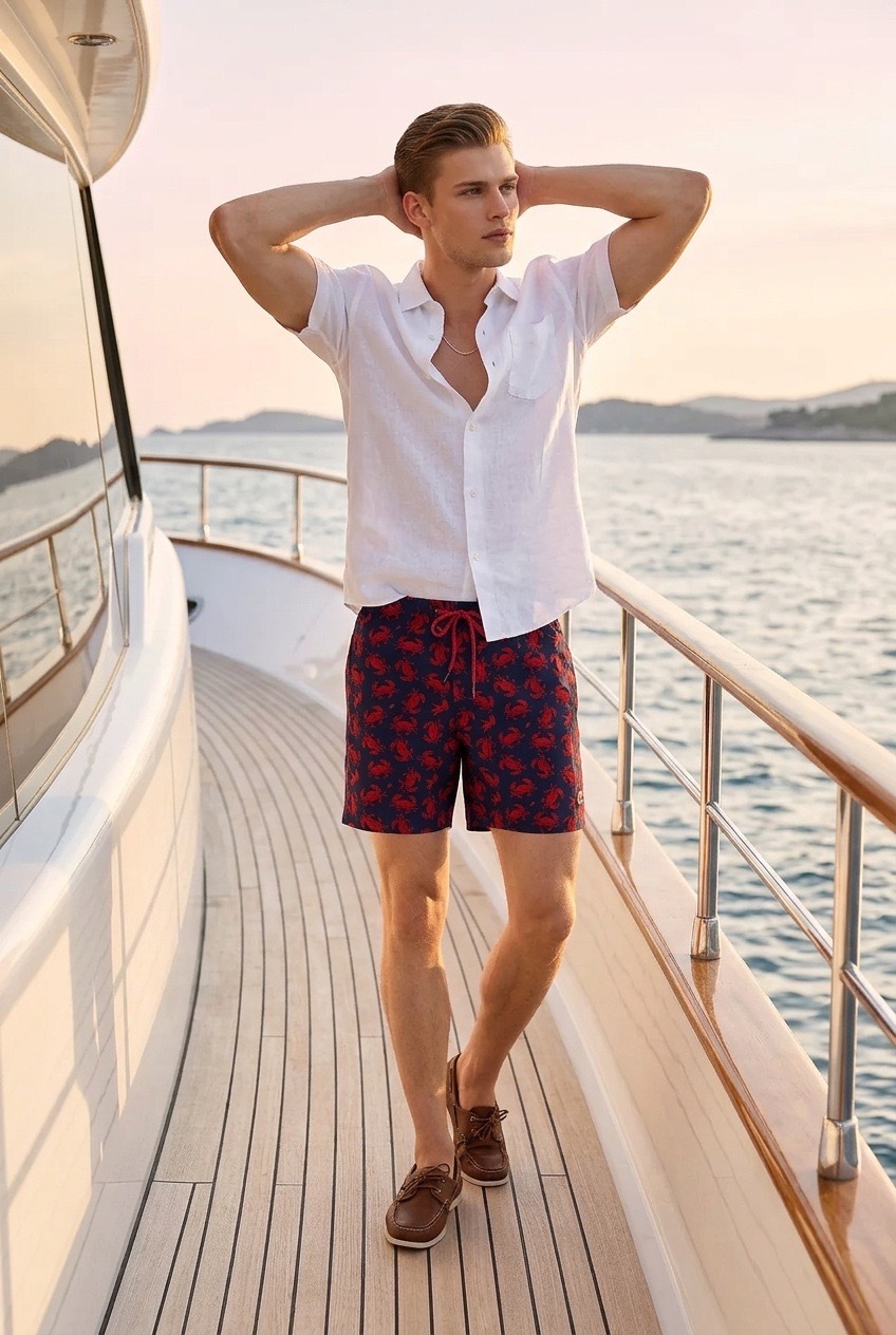 A Fish Named Fred Ανδρικό Μαγιό Με Εμπριμέ Σχέδιο Καβουριών Και Mesh Επένδυση