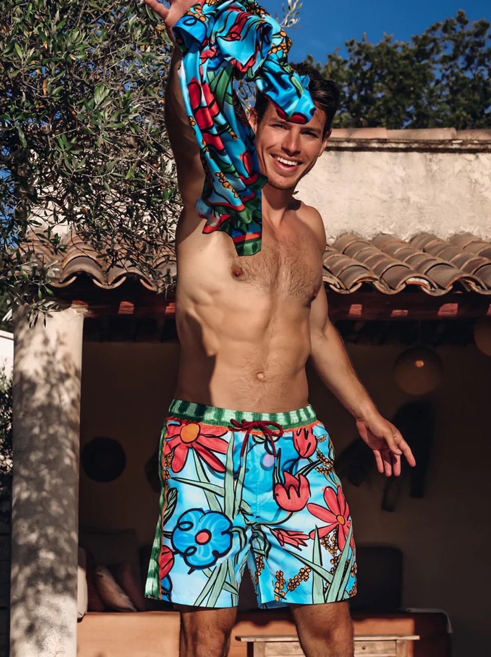 A Fish Named Fred Ανδρικό Μαγιό Με Εμπριμέ Floral Σχέδιο Και Mesh Επένδυση φωτογραφία