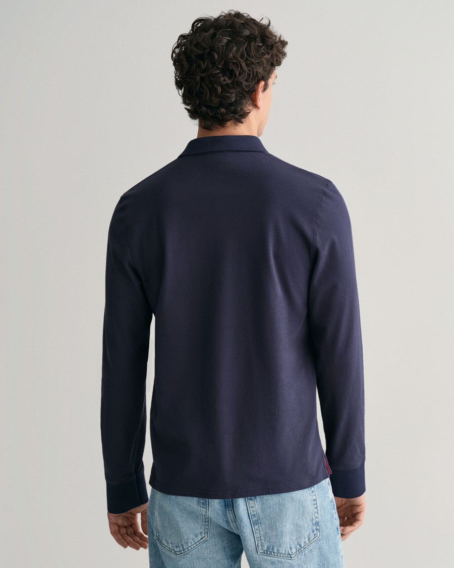 Gant Αντρικό Πικέ Polo Μακρυμάνικο Regular Fit Βαμβακερό Μπλέ φωτογραφία