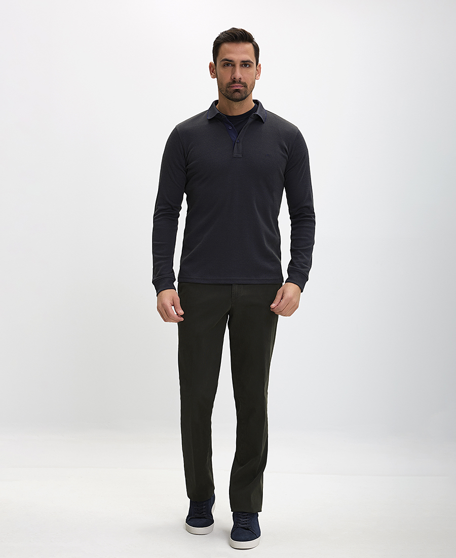 Ανδρικό Polo Μακρυμάνικο Regular Fit με Γιακά και Πατιλέτα φωτογραφία