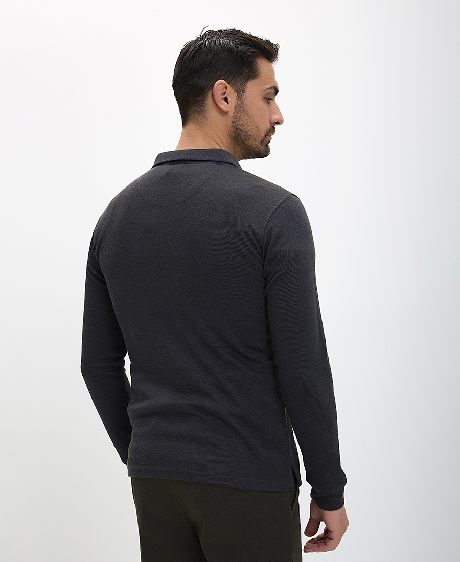 Ανδρικό Polo Μακρυμάνικο Regular Fit με Γιακά και Πατιλέτα φωτογραφία
