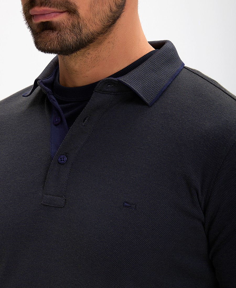 Ανδρικό Polo Μακρυμάνικο Regular Fit με Γιακά και Πατιλέτα φωτογραφία