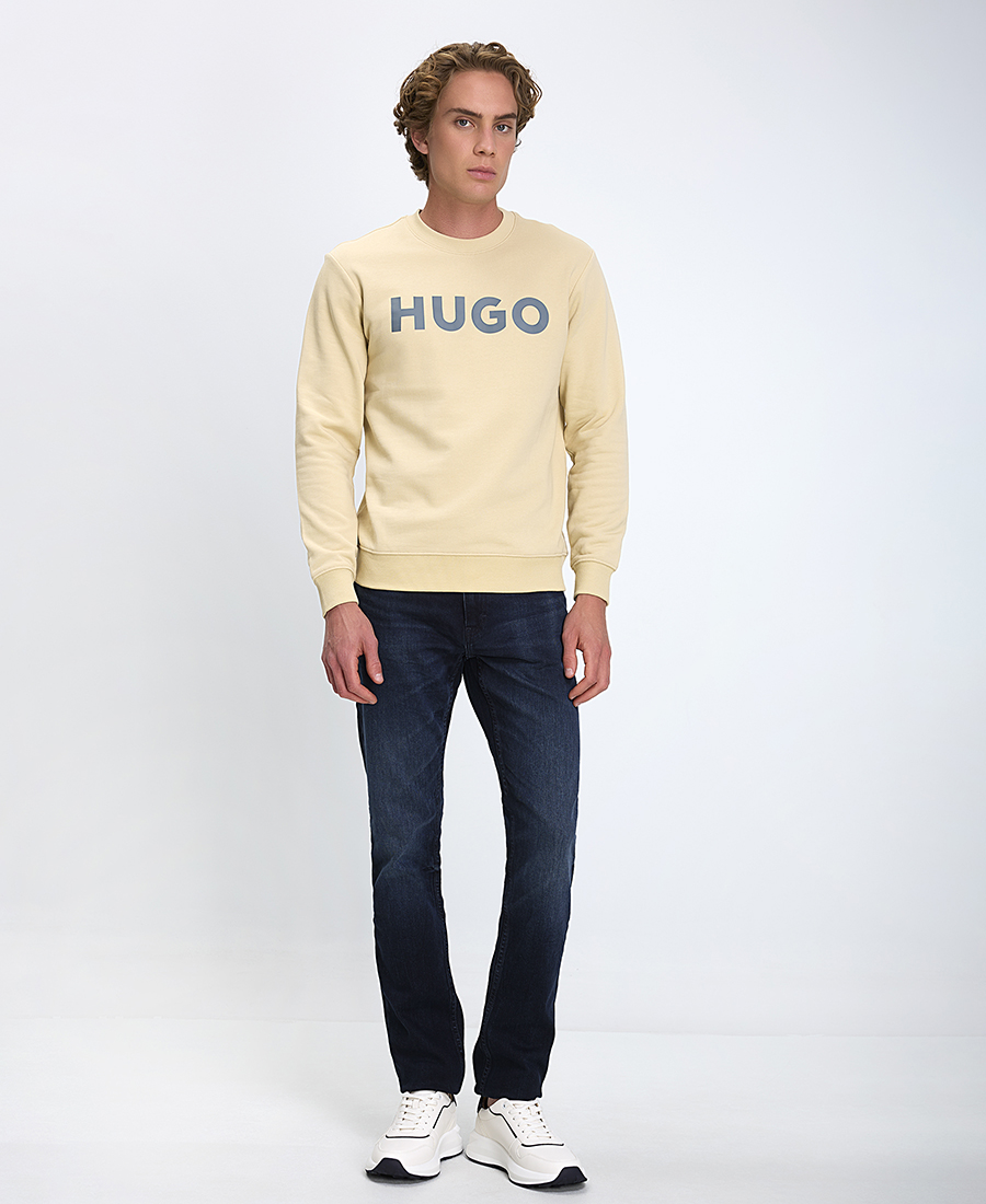 Hugo Ανδρικό Φούτερ Regular Fit Βαμβακερό Μπεζ φωτογραφία
