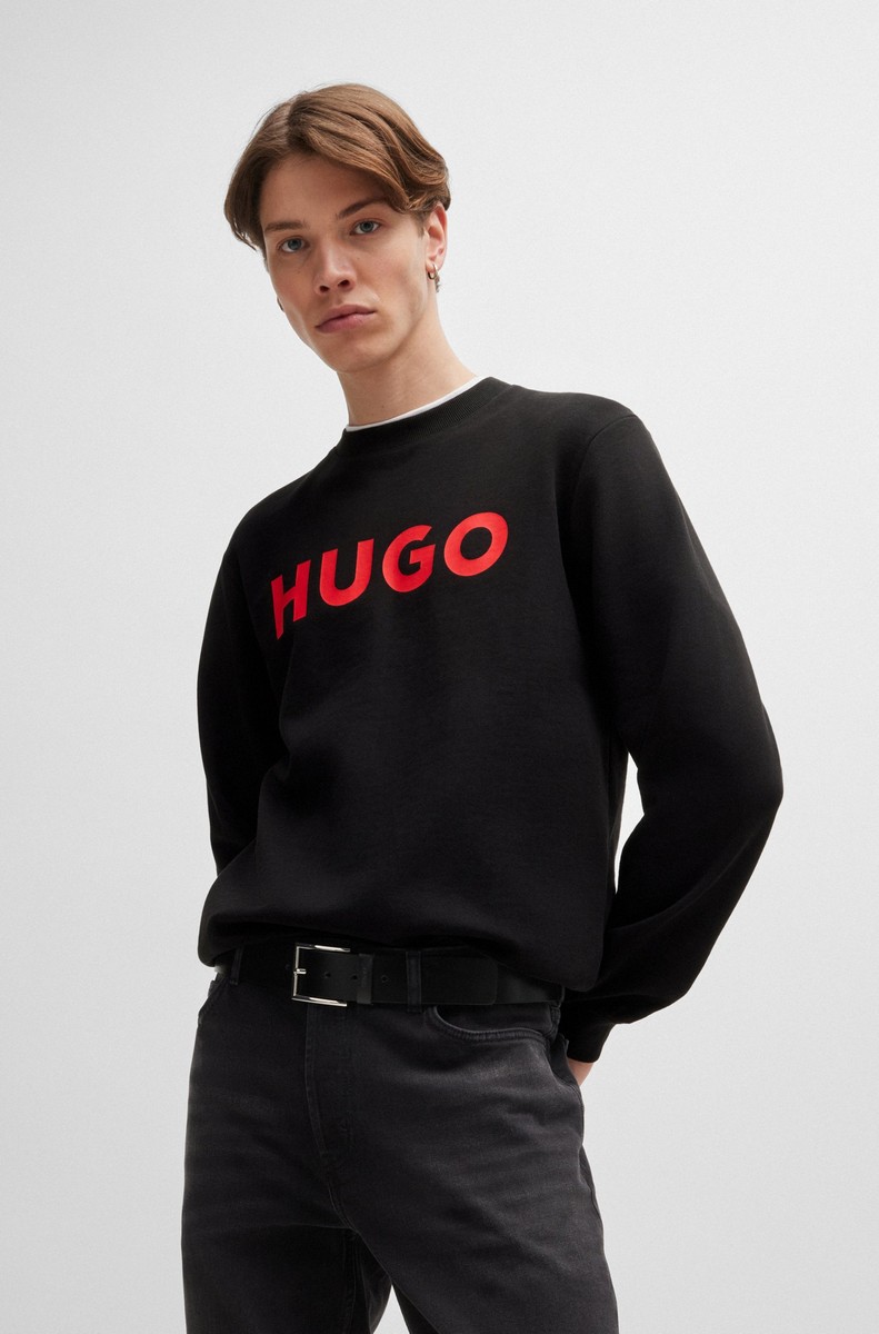 Hugo Hugo Ανδρικό Φούτερ Βαμβακερό με Logo Regular Fit σε Μαύρο