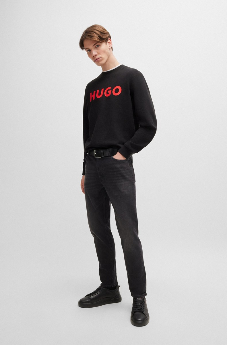 Hugo Ανδρικό Φούτερ Βαμβακερό με Logo Regular Fit σε Μαύρο φωτογραφία