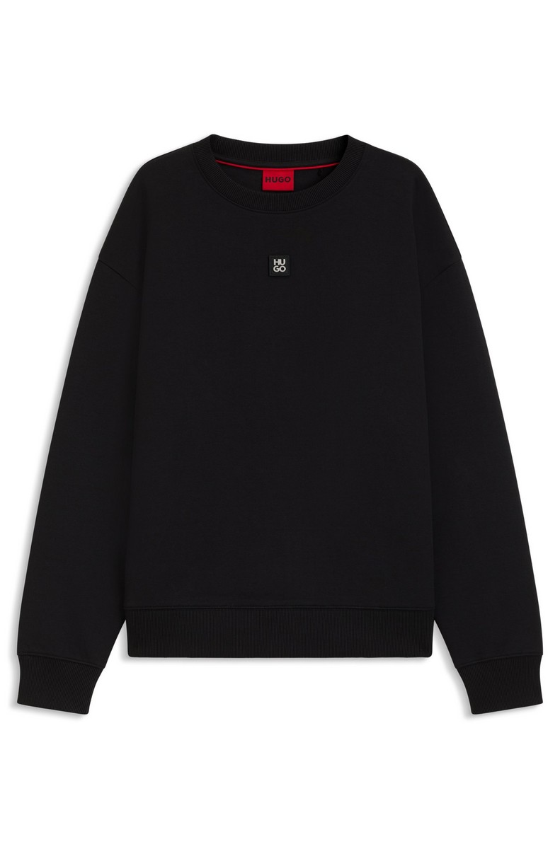 Hugo Ανδρικό Φούτερ Βαμβακερό με Λογότυπο Relaxed Fit σε Μαύρο φωτογραφία