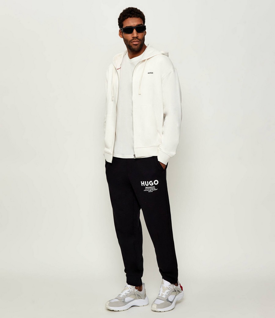 Hugo Ανδρικό Βαμβακερό Hoodie Relaxed Fit Με Φερμουάρ Και Logo Detail φωτογραφία