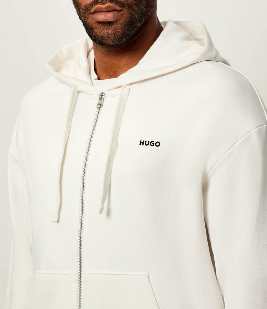 Hugo Ανδρικό Βαμβακερό Hoodie Relaxed Fit Με Φερμουάρ Και Logo Detail φωτογραφία