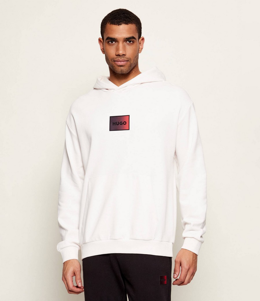 Hugo Ανδρικό Βαμβακερό Hoodie Regular Fit Με Logo Patch