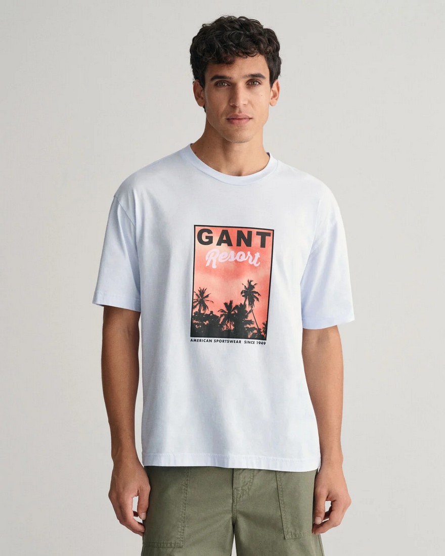 Gant T-Shirt Washed Graphic σε Λευκό