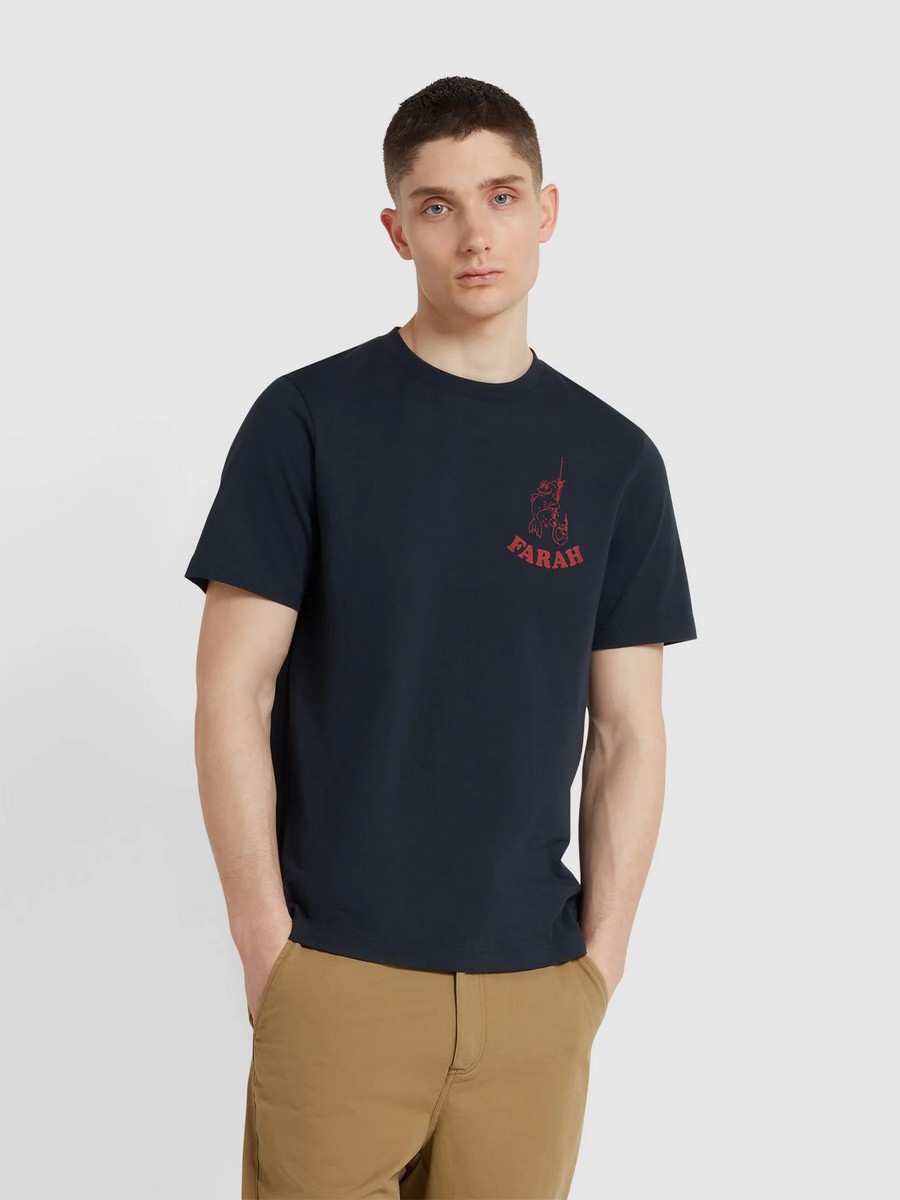 Farah Farah T-Shirt "Don't Be Bait" σε Μπλε Σκούρο