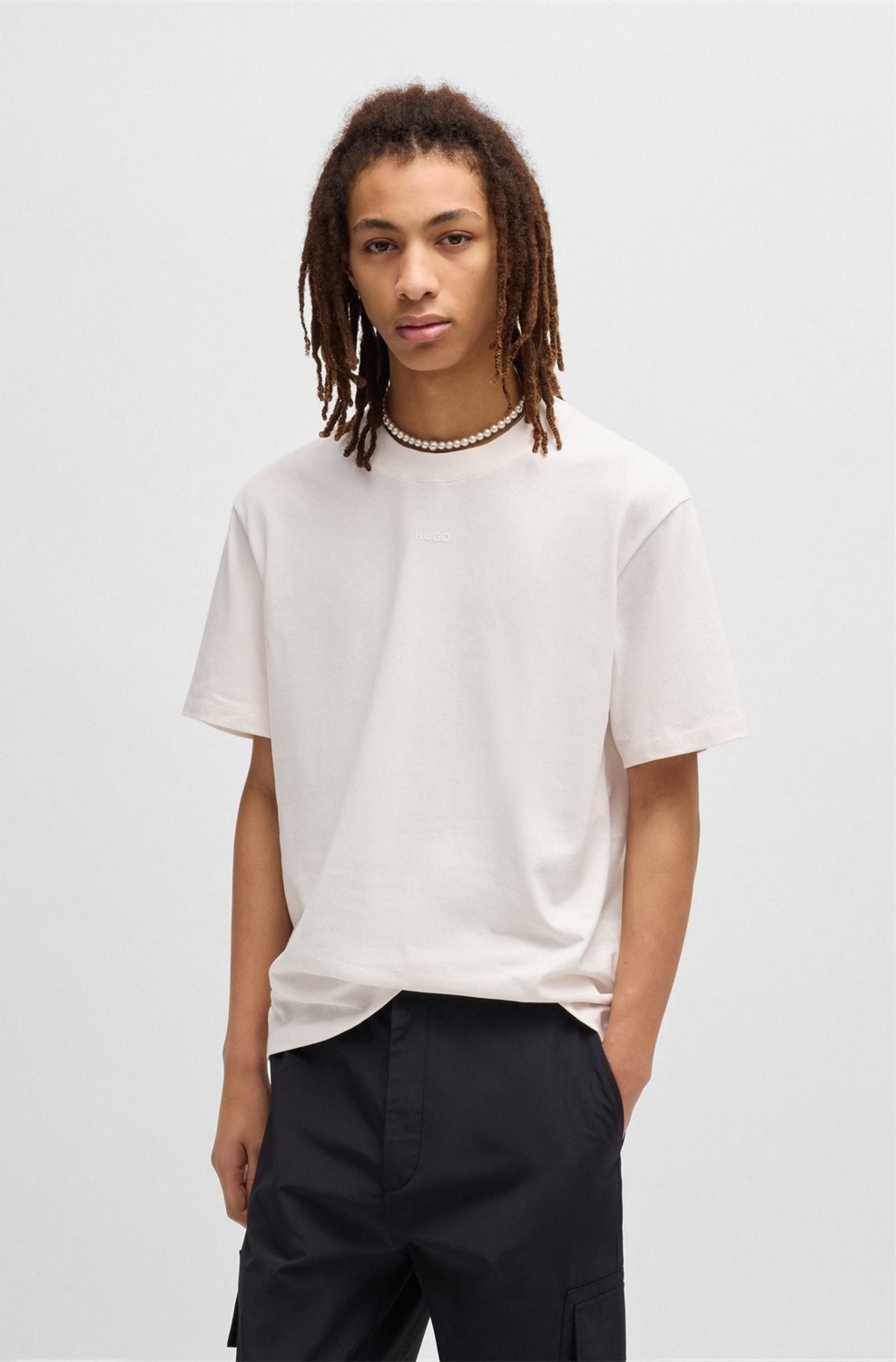 Hugo Ανδρικό T-Shirt από Βαμβακερό Ζέρσεϊ με Τυπωμένο Logo Relaxed Fit