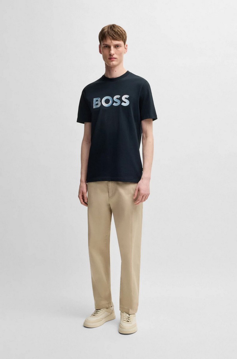 Boss Ανδρικό T-shirt C-Thompson 70 Regular Fit Από Βαμβακερό Jersey Με Script Logo φωτογραφία