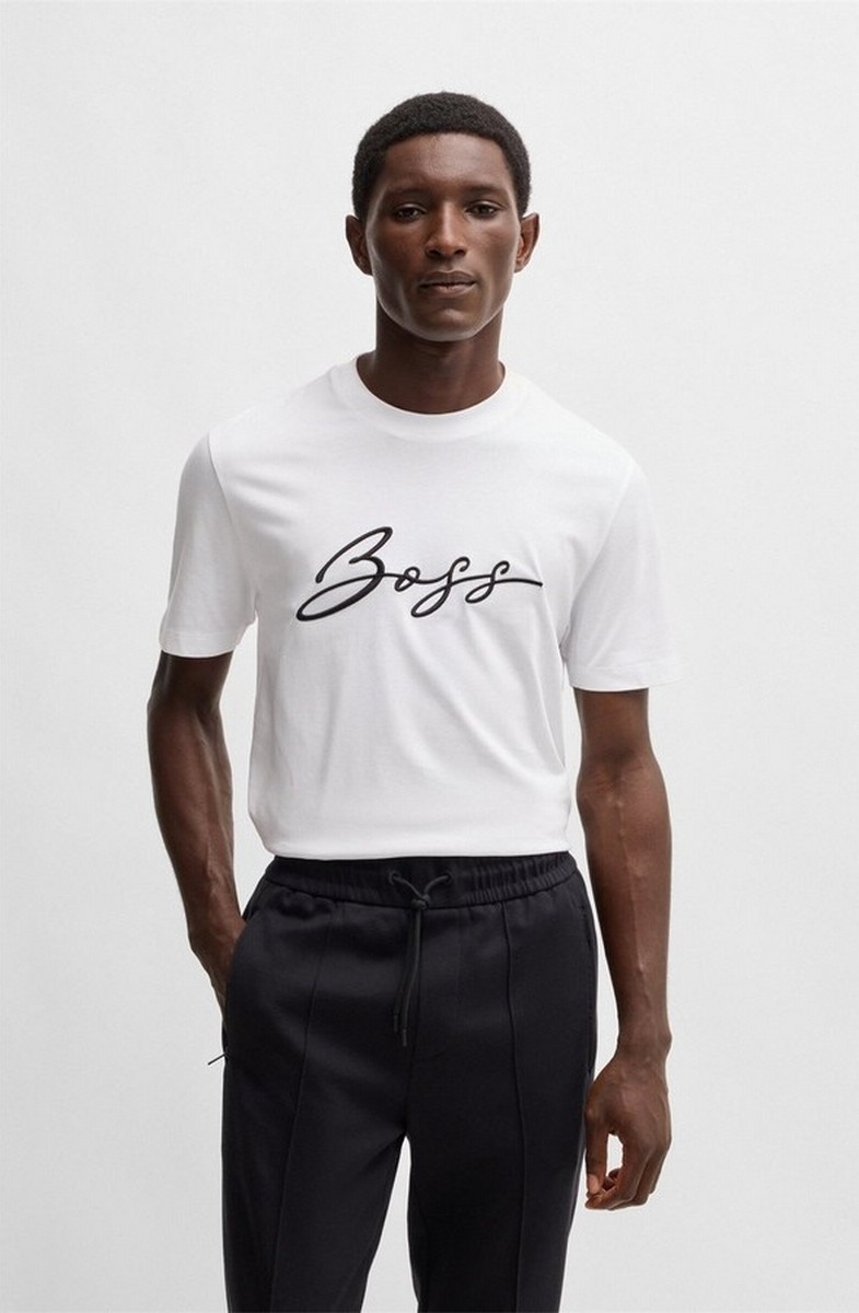 Boss Boss Ανδρικό T-shirt C-Thompson 70 Regular Fit Από Βαμβακερό Jersey Με Script Logo
