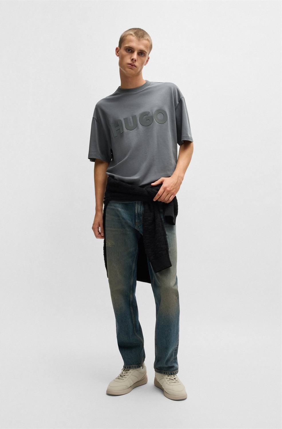 Hugo Ανδρικό T-Shirt Oversized Fit Βαμβακερό Με Logo φωτογραφία