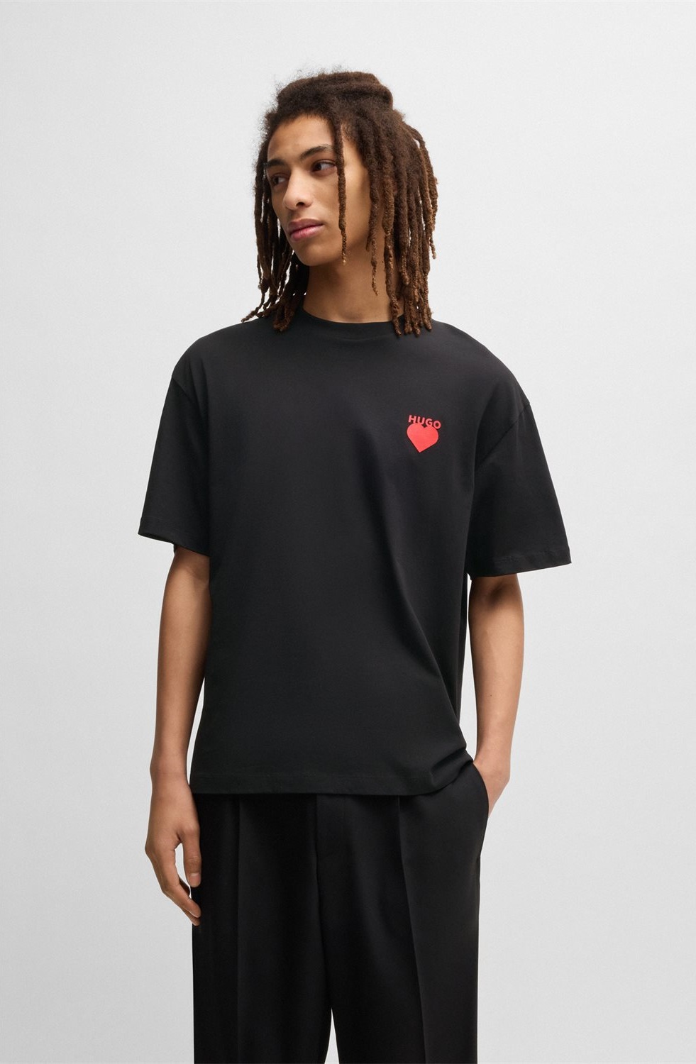 Hugo Hugo Ανδρικό T-shirt Βαμβακερό με Σχέδιο Καρδιάς Relaxed Fit