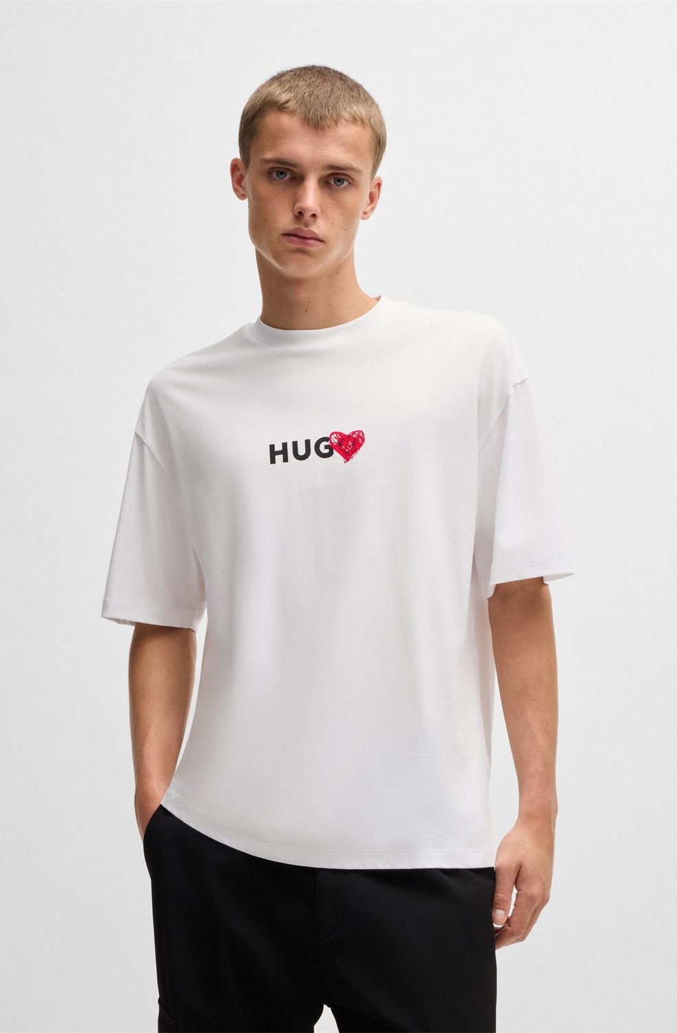 Hugo Hugo Ανδρικό T-shirt Βαμβακερό με Σχέδιο Καρδιάς Relaxed Fit