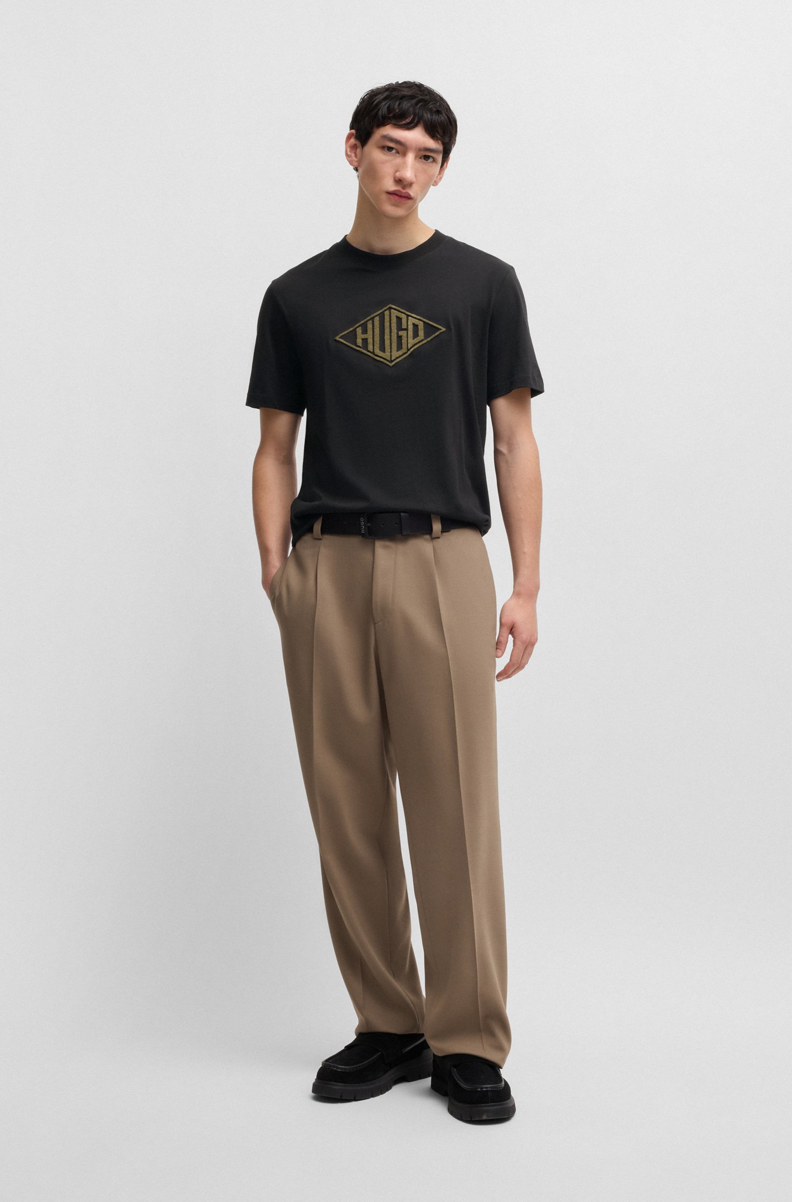 Hugo Ανδρικό T-Shirt από Βαμβακερό Ζέρσεϊ με Κεντημένο Γεωμετρικό Logo Regular Fit φωτογραφία