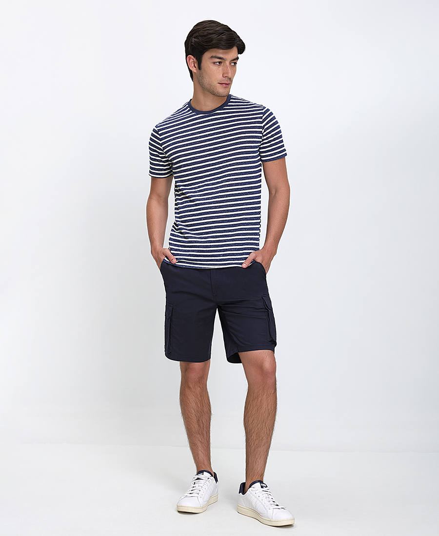 Mark Up Ανδρικό T-shirt από Βαμβάκι και Λινό Regular Fit σε Ριγέ Μπλε φωτογραφία