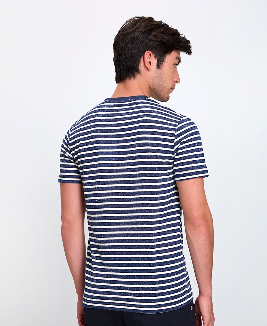 Mark Up Ανδρικό T-shirt από Βαμβάκι και Λινό Regular Fit σε Ριγέ Μπλε φωτογραφία