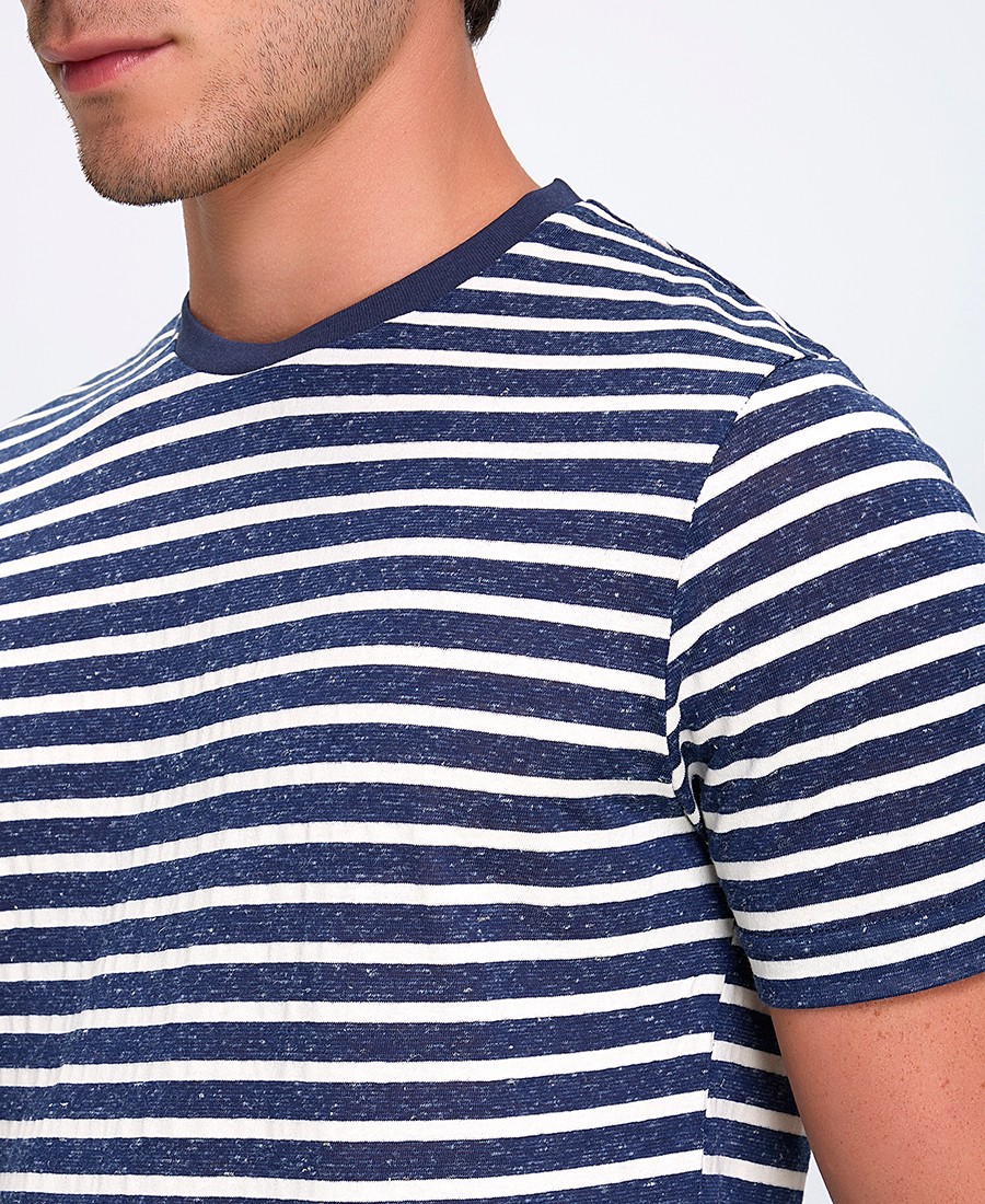 Mark Up Ανδρικό T-shirt από Βαμβάκι και Λινό Regular Fit σε Ριγέ Μπλε φωτογραφία