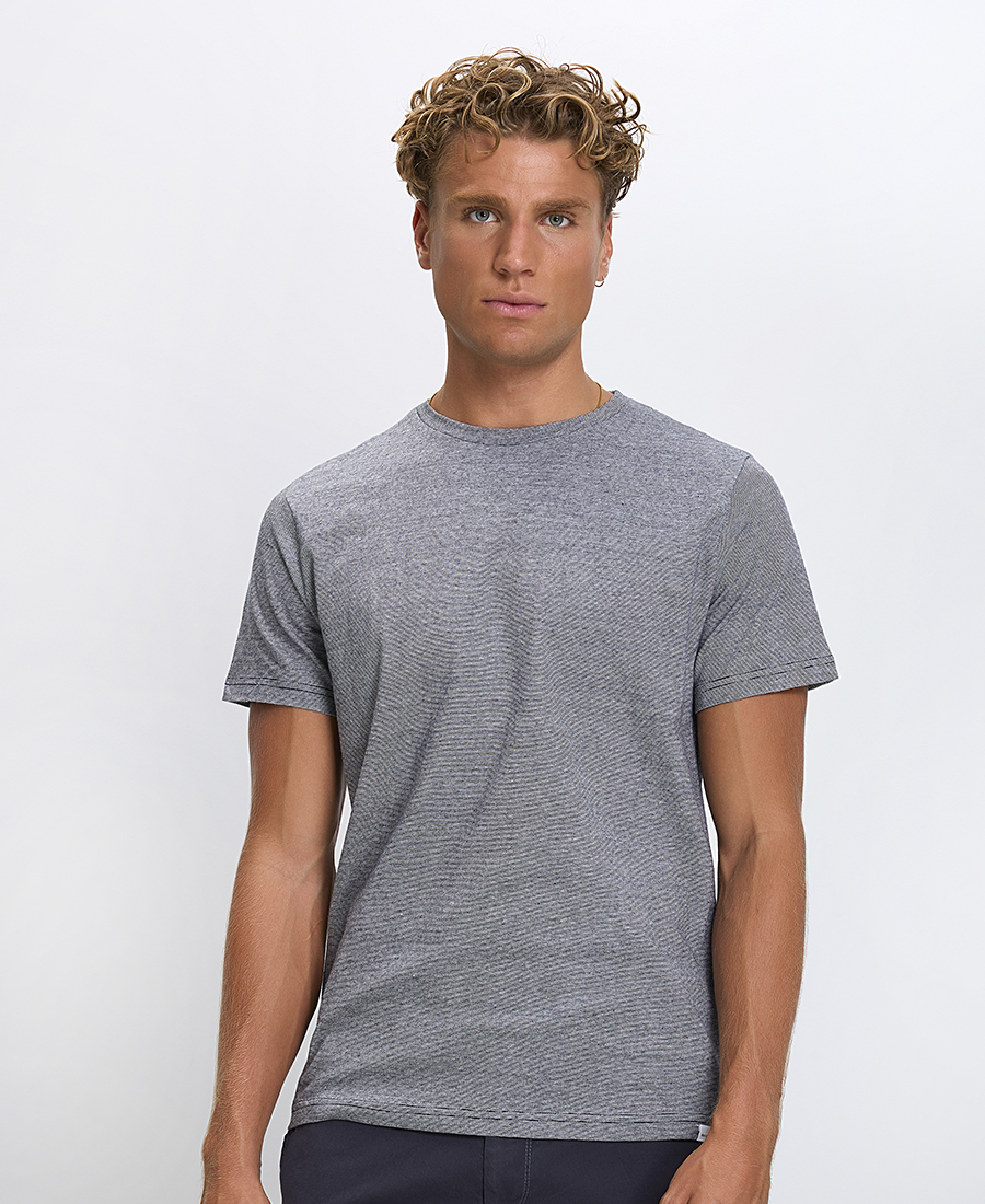 Basefield Ανδρικό T-Shirt Βαμβακερό με Μικροσχέδιο Regular Fit σε Σκούρο Μπλε