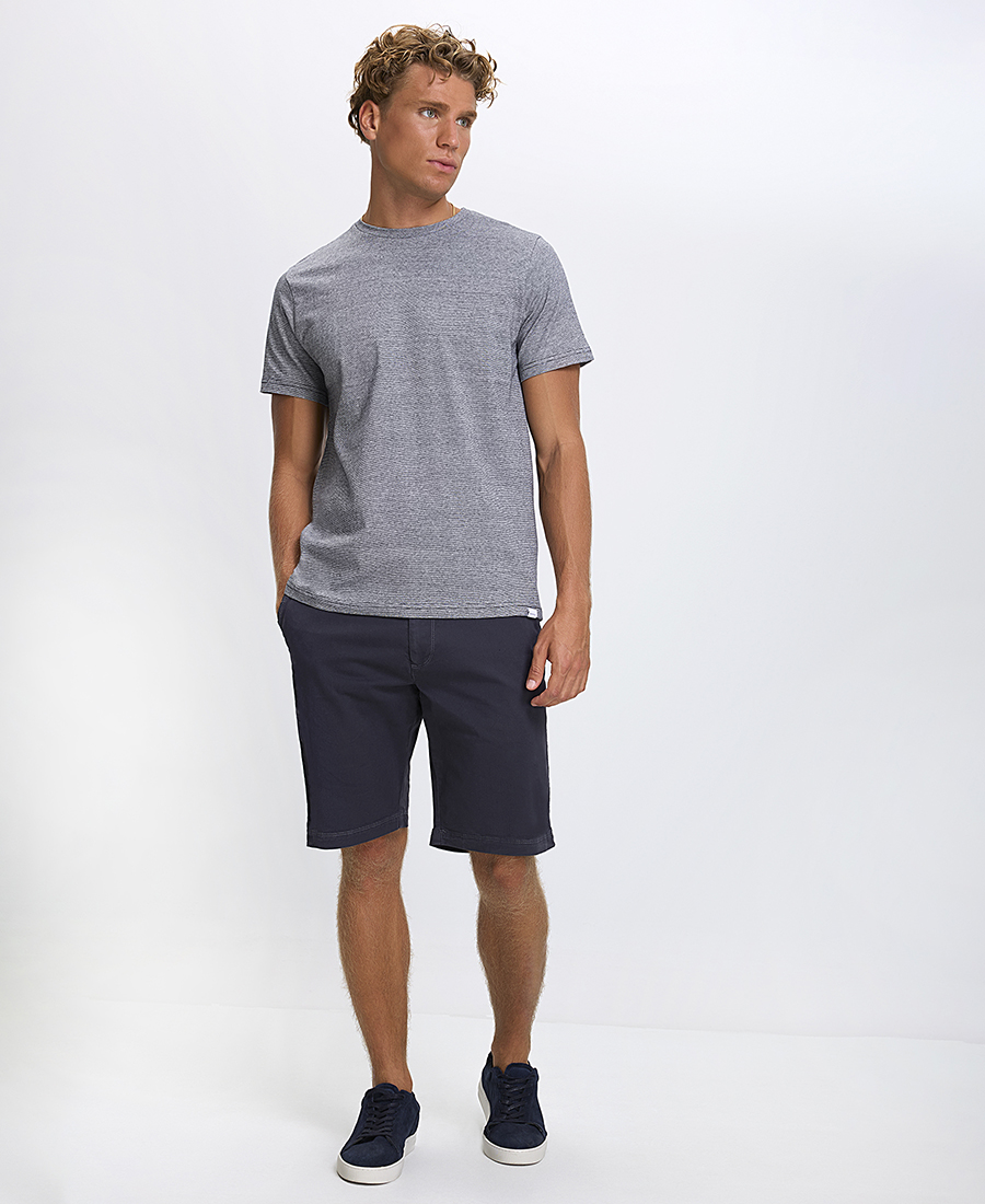 Ανδρικό T-Shirt Βαμβακερό με Μικροσχέδιο Regular Fit σε Σκούρο Μπλε φωτογραφία