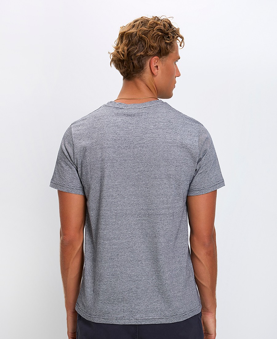 Ανδρικό T-Shirt Βαμβακερό με Μικροσχέδιο Regular Fit σε Σκούρο Μπλε φωτογραφία