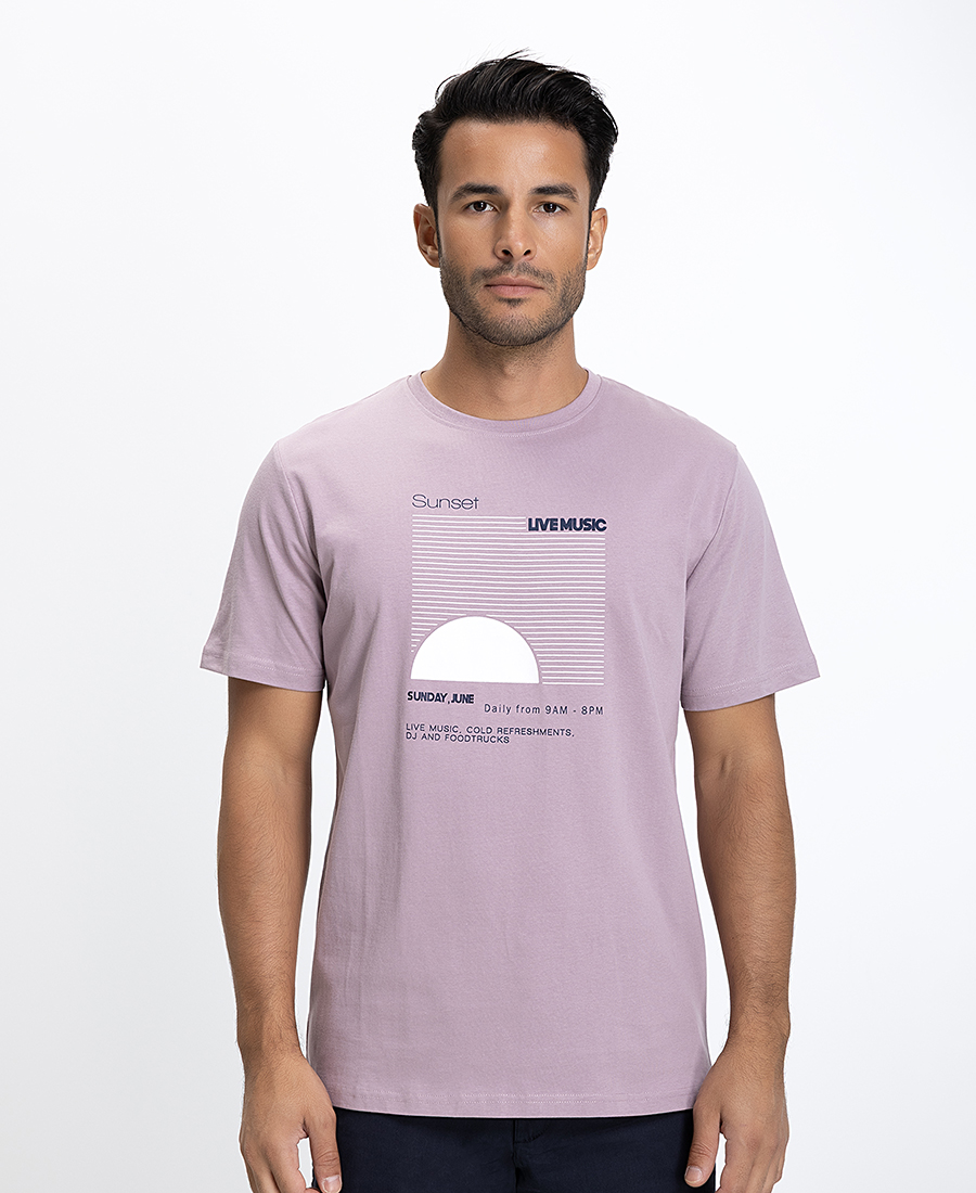 Ανδρικό T-Shirt Regular Fit 100% Βαμβάκι με Sunset Print