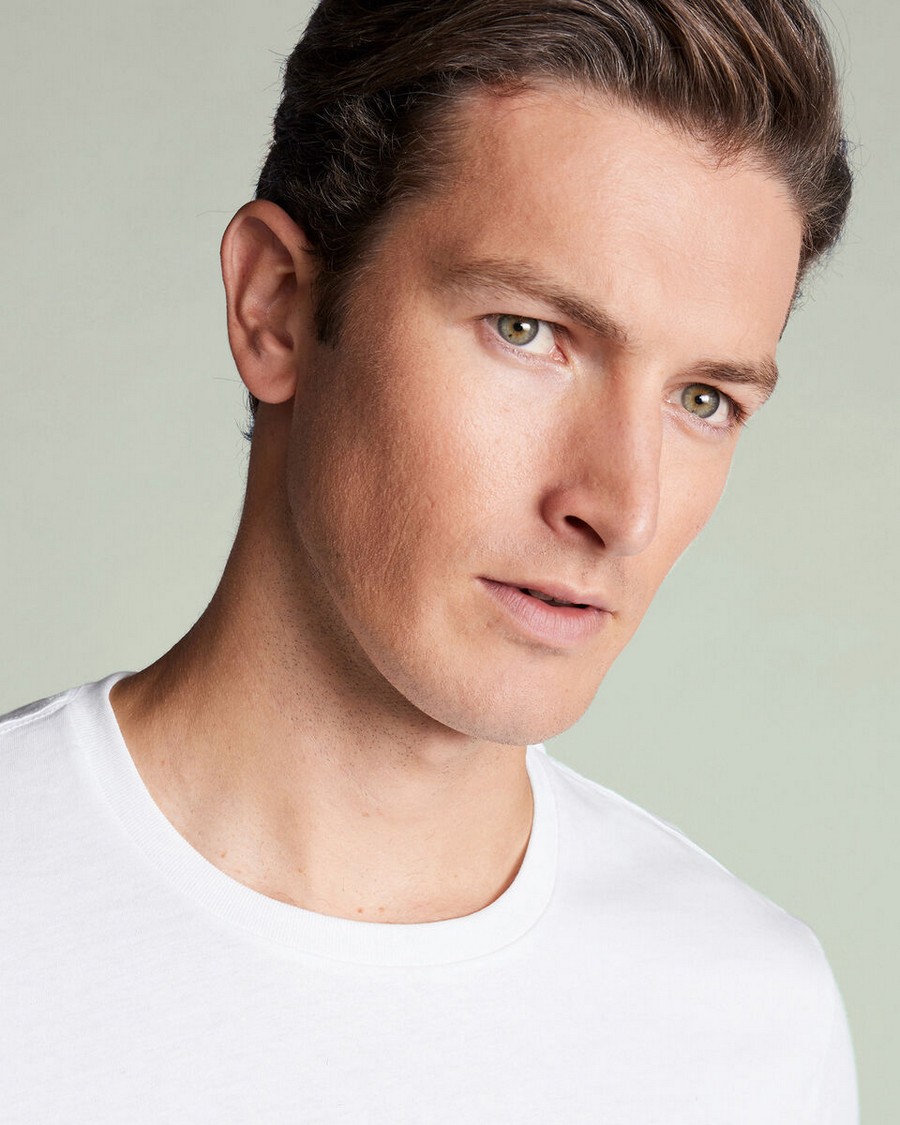 Charles Tyrwhitt Ανδρικά T-Shirt 2Pack Βαμβακερά Crew Neck Slim Fit σε Λευκά φωτογραφία