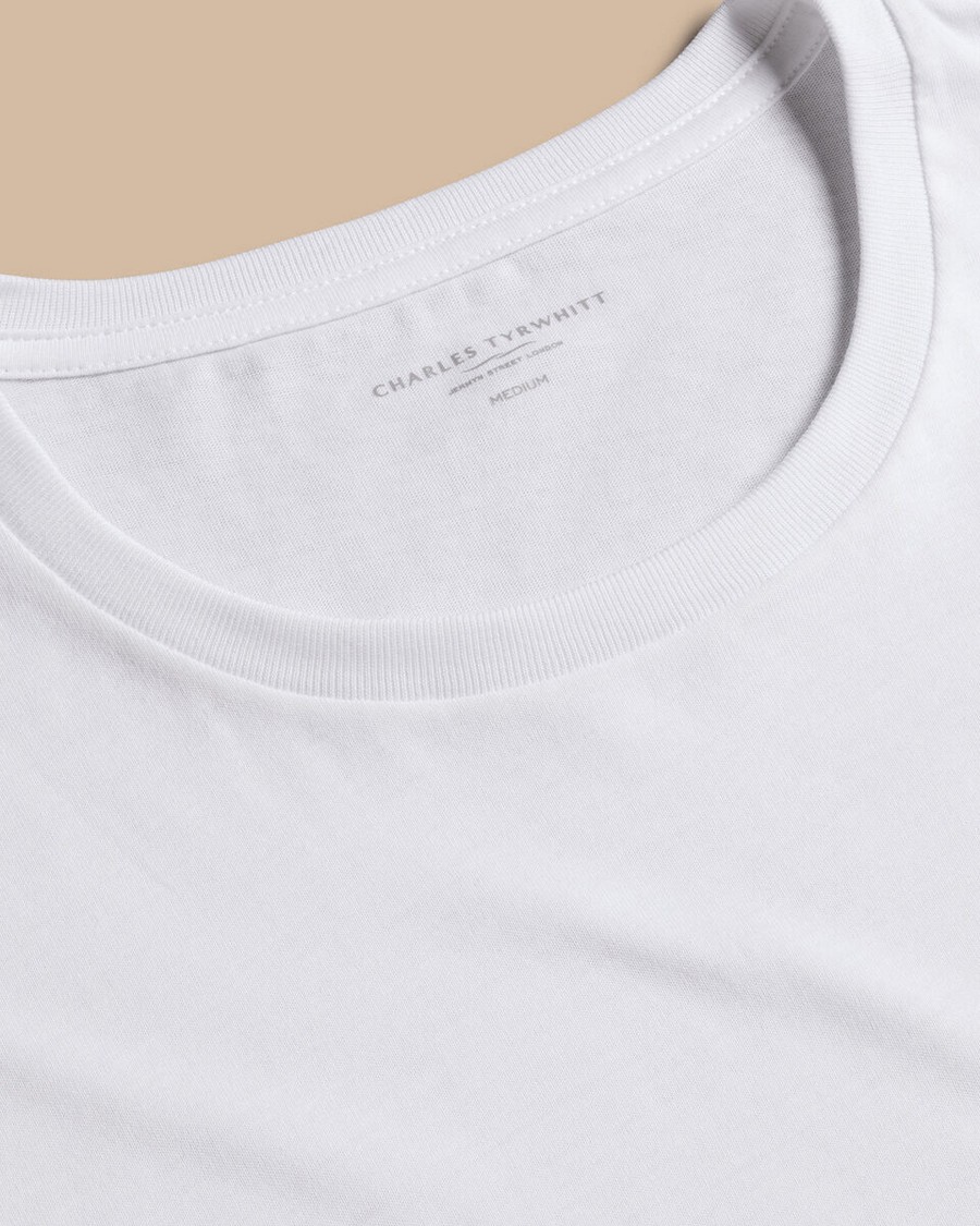 Charles Tyrwhitt Ανδρικά T-Shirt 2Pack Βαμβακερά Crew Neck Slim Fit σε Λευκά φωτογραφία