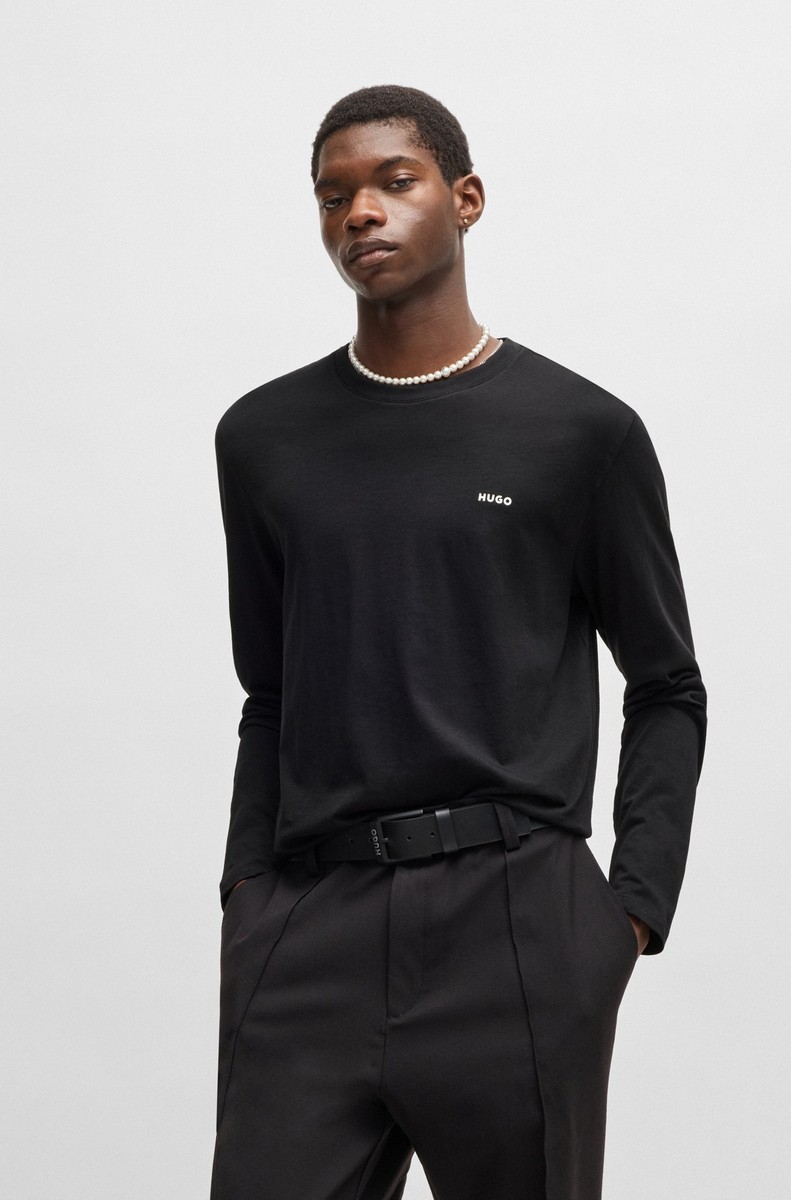 Hugo Ανδρικό T-shirt Μακρυμάνικο Βαμβακερό με Λογότυπο Regular Fit