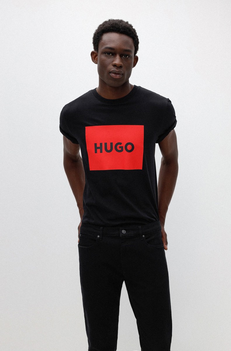 Hugo Hugo Ανδρικό T-Shirt Βαμβακερό Regular Fit σε Μαύρο