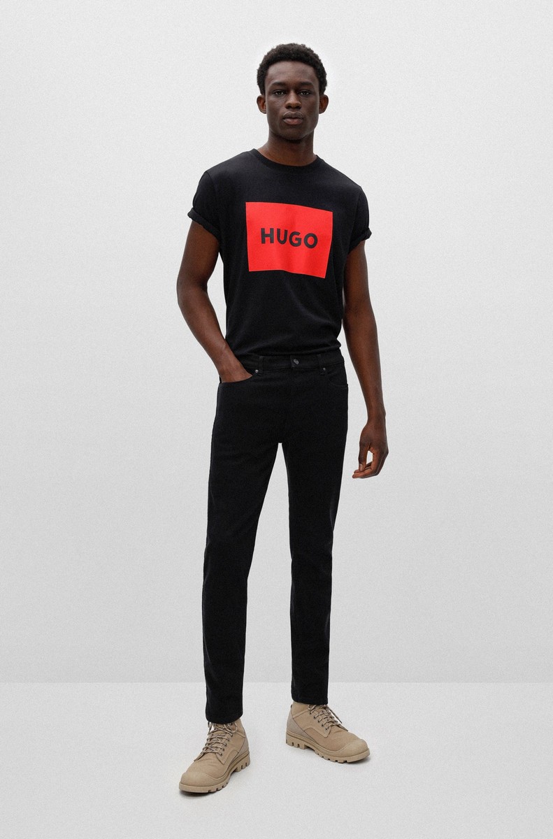 Hugo Ανδρικό T-Shirt Βαμβακερό Regular Fit σε Μαύρο φωτογραφία