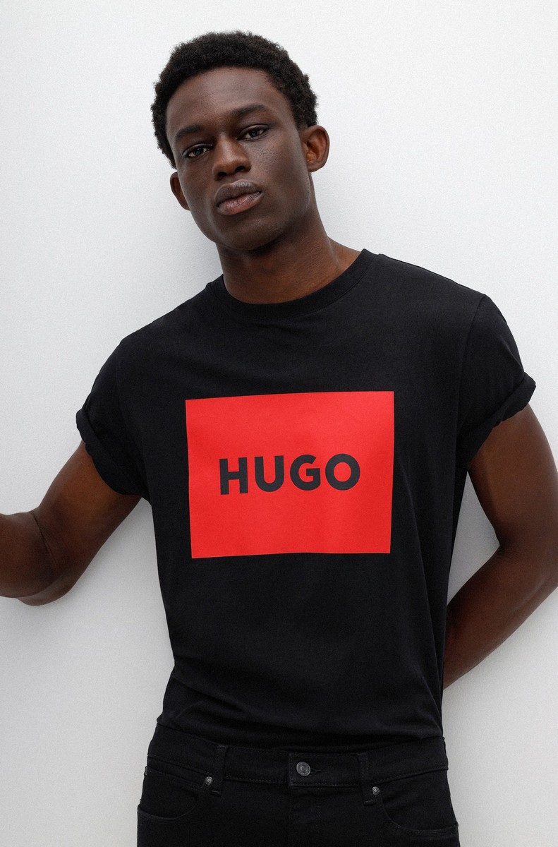 Hugo Ανδρικό T-Shirt Βαμβακερό Regular Fit σε Μαύρο φωτογραφία