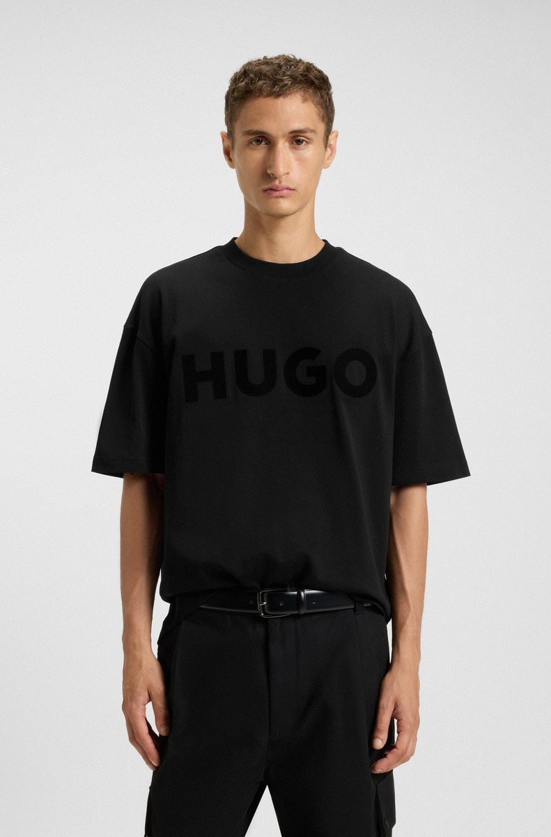 Hugo Hugo Ανδρικό T-Shirt Βαμβακερό με Logo Oversized Fit σε Μαύρο