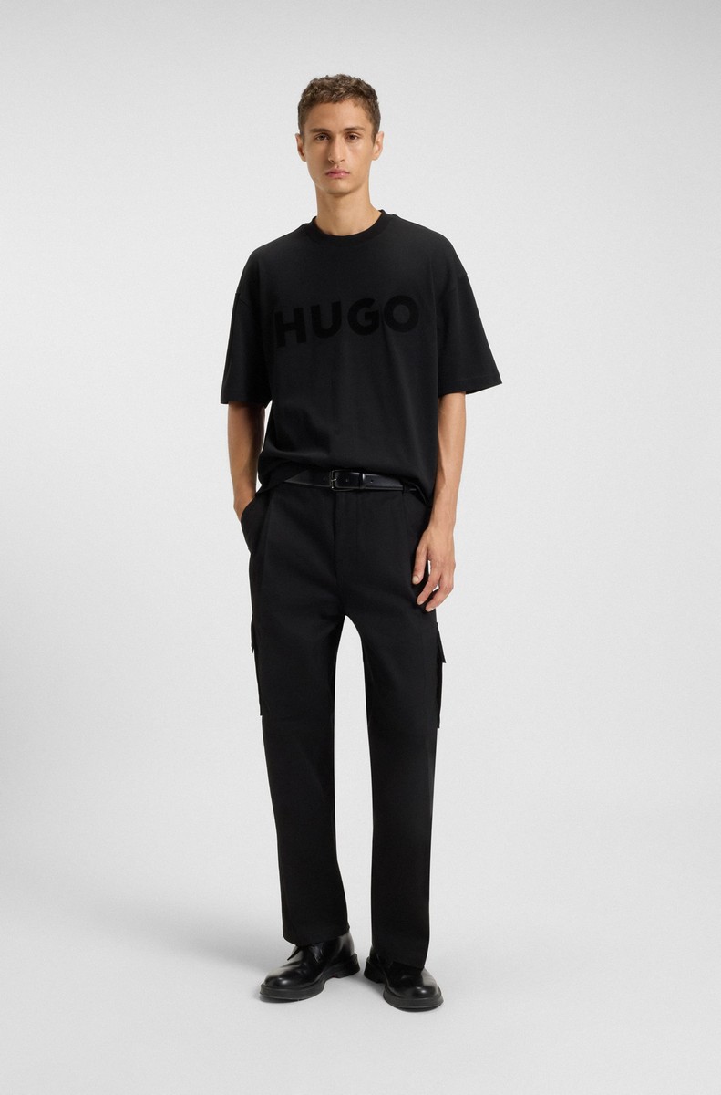 Hugo Ανδρικό T-Shirt Βαμβακερό με Logo Oversized Fit σε Μαύρο φωτογραφία